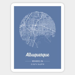 City map in blue: Albuquerque New Mexico, USA with retro vintage flair Magnet